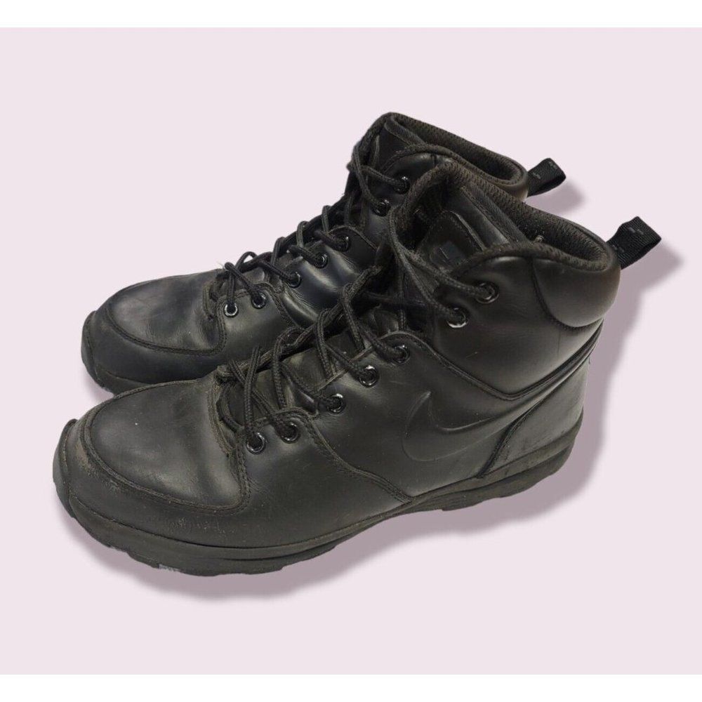 Nike Manoa Mens 11 Black Leather Mid Top Hiking Shoes - Picture 2 of 12